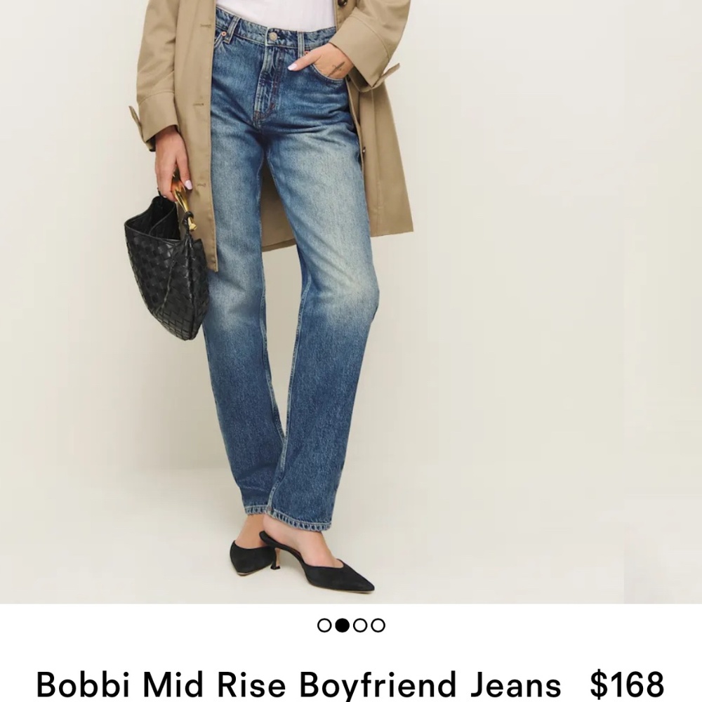 Reformation Bobbi Mid Rise Boyfriend Jeans Hemlock - Size 27